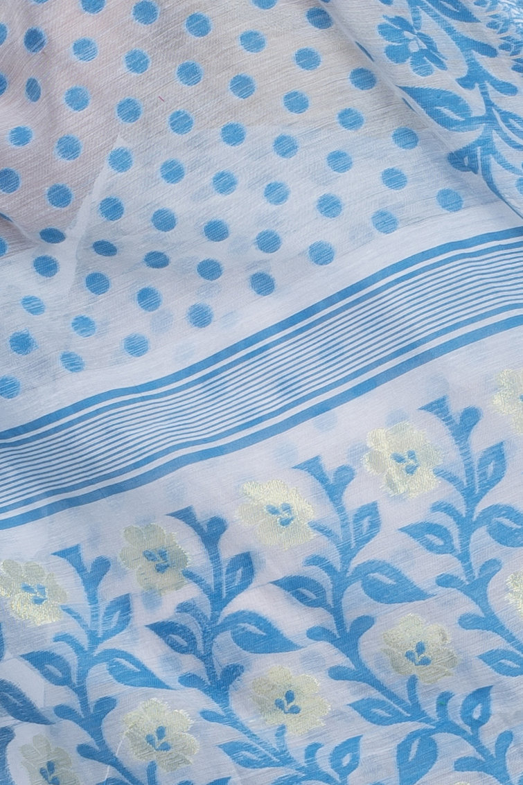 Sky Blue Pure Cotton Boll_Jamdani Jamdani Saree (815)